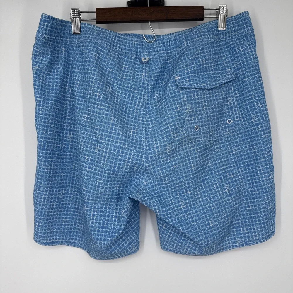 Johnnie O Mallon Swim Surf Shorts Fully Lined Laguna Blue Large Geometric Beach